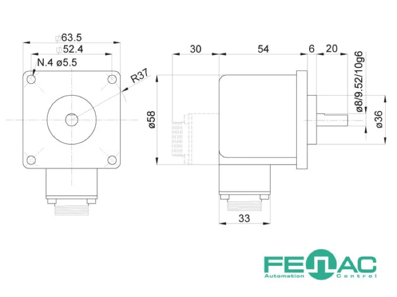 FNC 63D Serisi Artımlı Enkoder teknik çizim